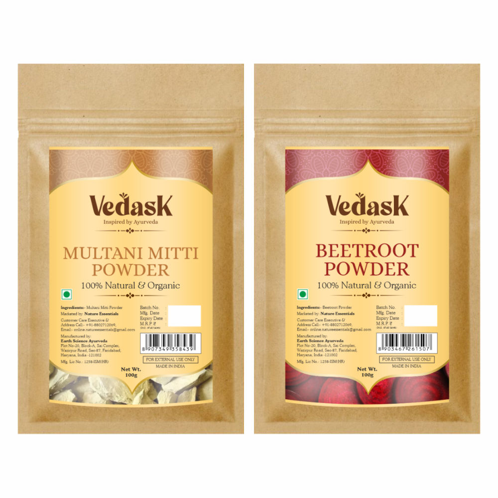 Vedask Organic Multani Mitti And Beetroot Powder Combo Pack  Grab2Buy Vedask Grab2Buy