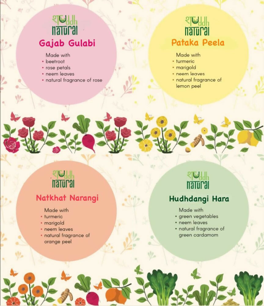 Shuddh Natural Ubtan Based Herbal Gulal, Ayurvedic Thandai Powder, Kashmiri Kahwa | Holi Gift Hamper 