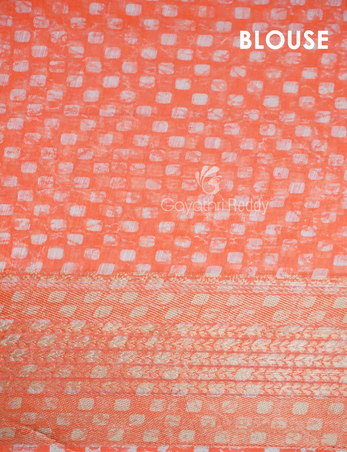 Vibrant Combination of Baby Peach and Orange with Floral Design Semi Chanderi Grab2Buy By Gayathri Reddy Designer Studio 