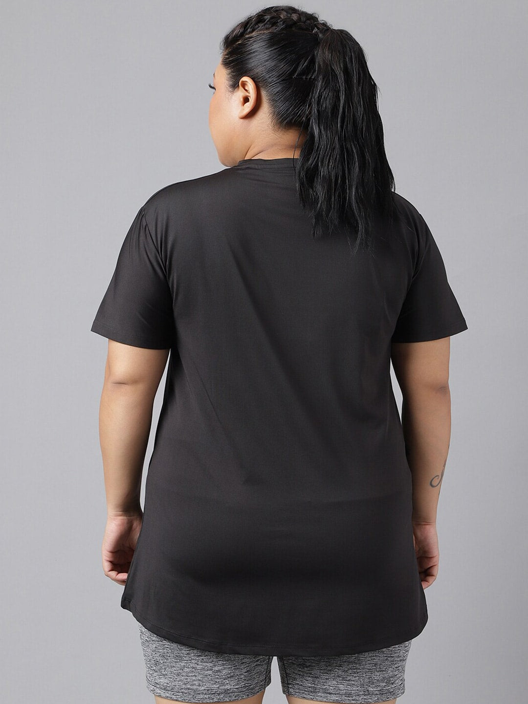 MKH Plus Size Typography Printed Dri-FIT Relaxed Fit Drop-Shoulder Sleeves Gym T-shirt 