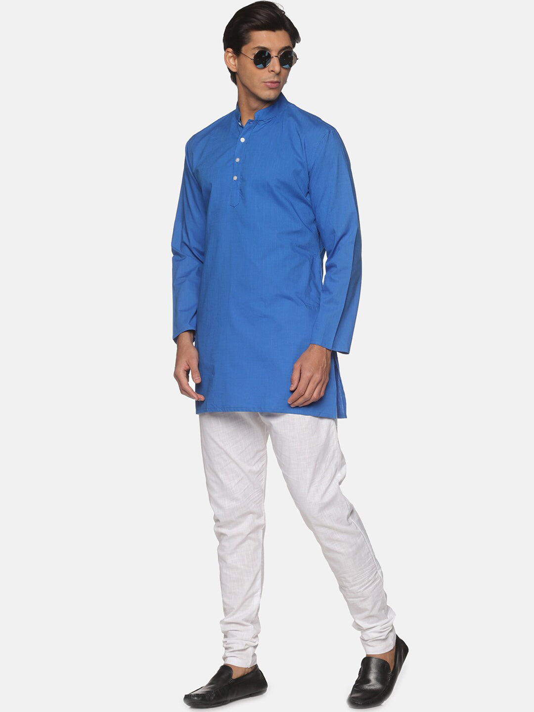 Sethukrishna Men Blue Pure Cotton Kurta with Pyjamas
