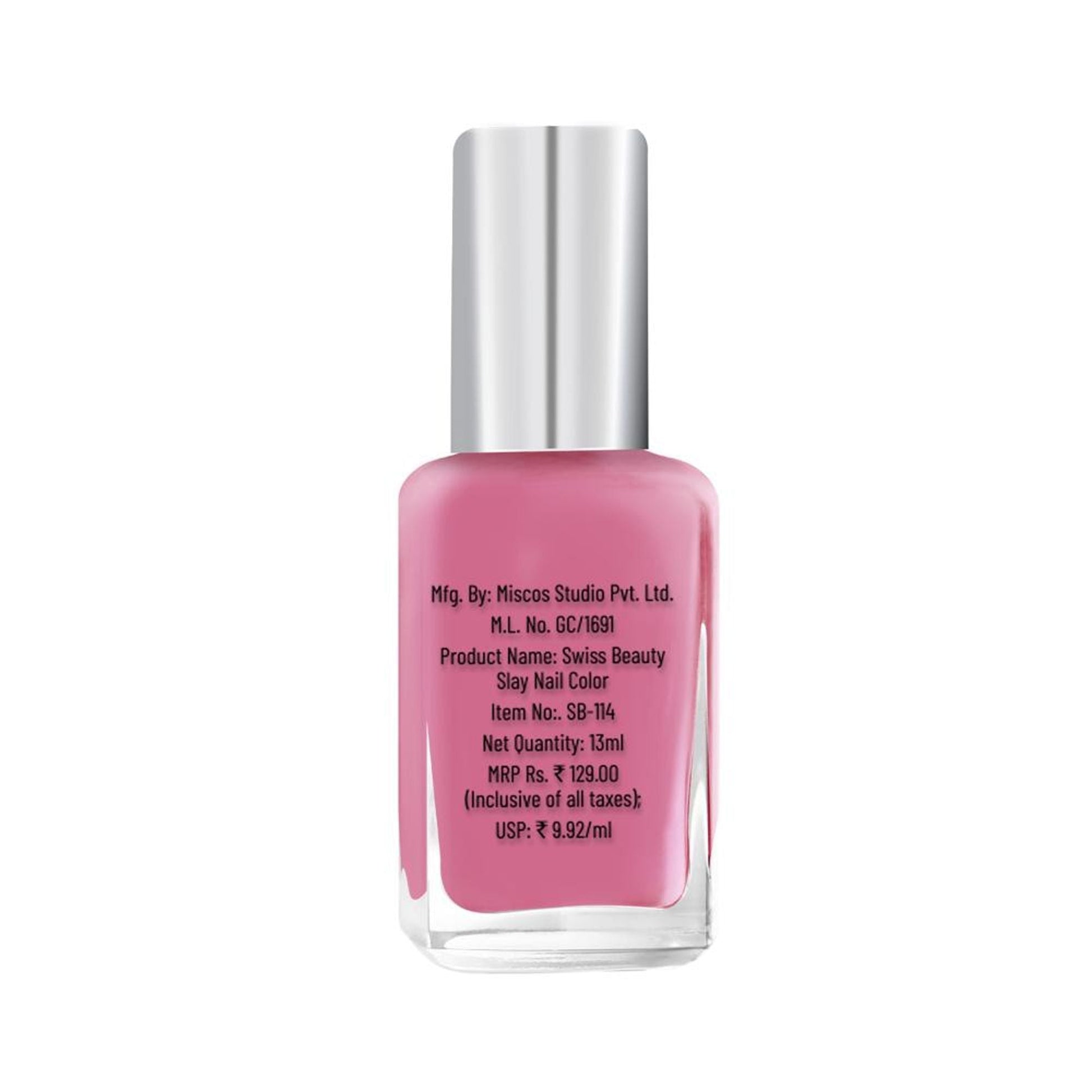 Swiss Beauty Slay Nail Color Ultra Shine Formulation - 13 Perfect Pink