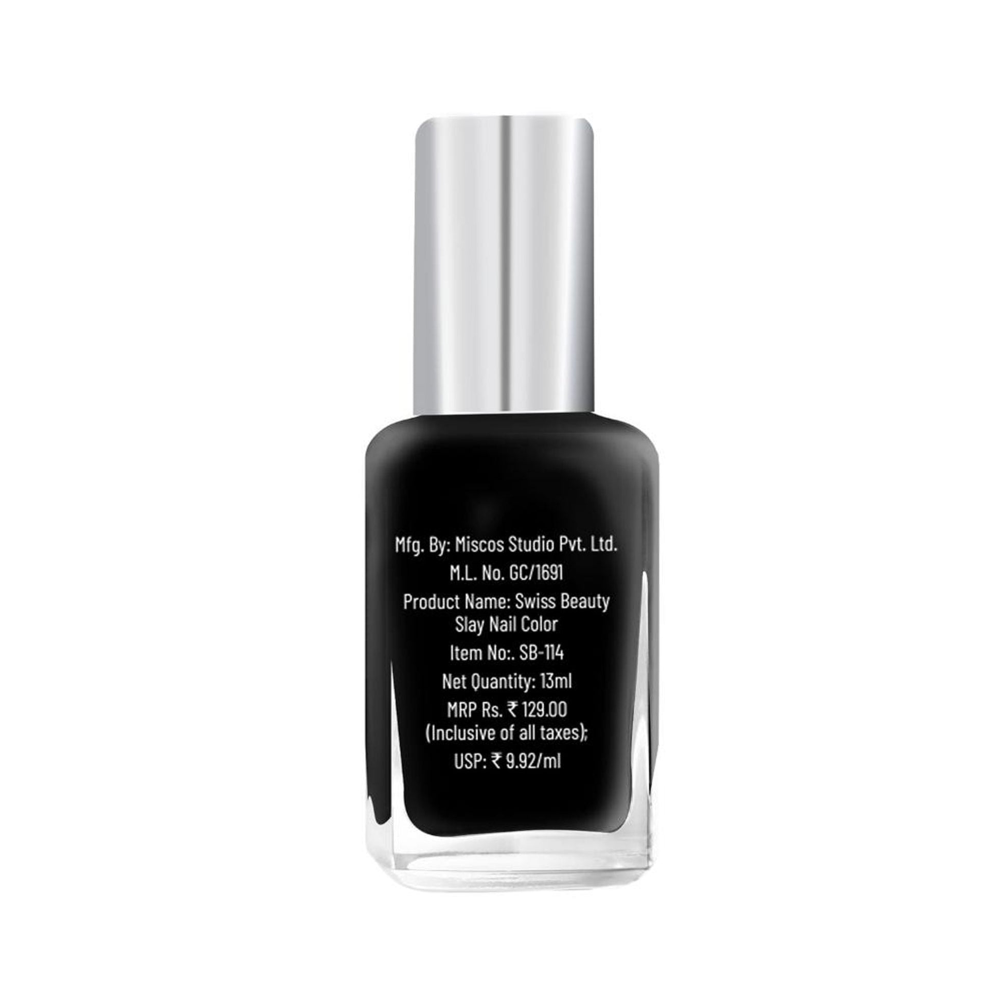 Swiss Beauty Slay Nail Color Ultra Shine Formulation - 22 Mid Night