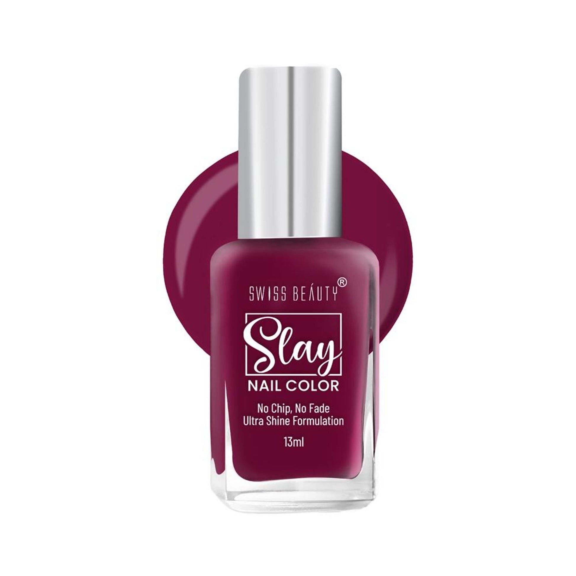 Swiss Beauty Slay Nail Color Ultra Shine Formulation - 32 Mulberry Maroon