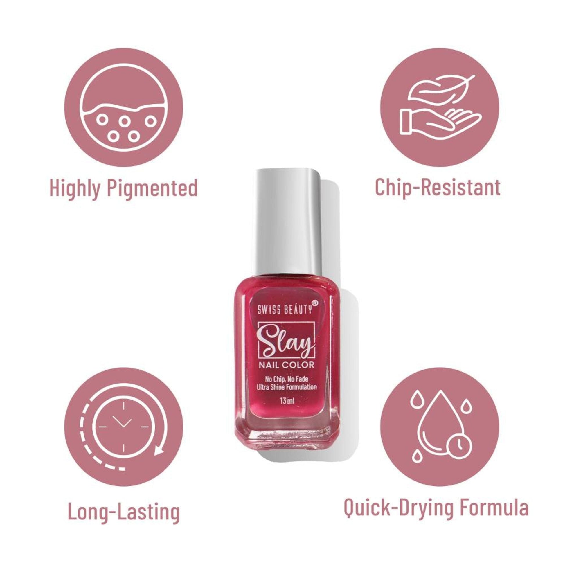 Swiss Beauty Slay Nail Color Ultra Shine Formulation - 48 Drizzle