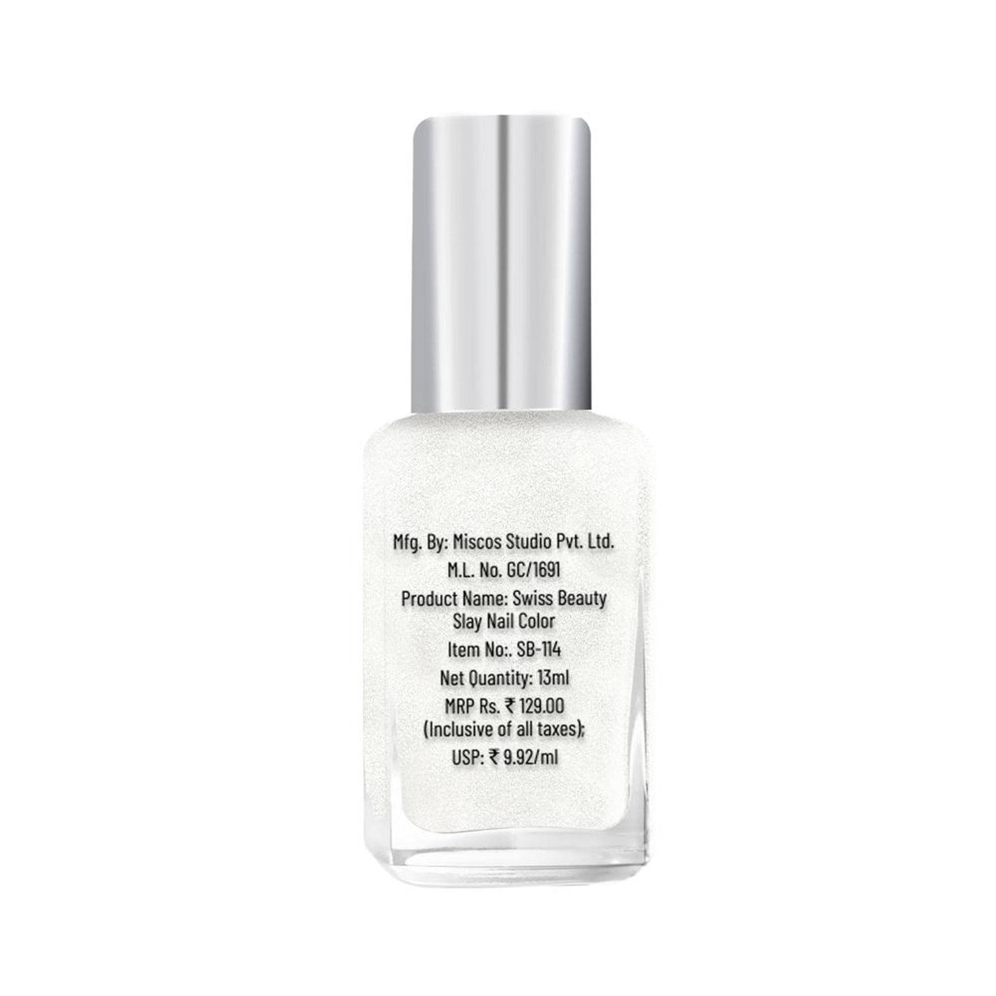 Swiss Beauty Slay Nail Color Ultra Shine Formulation - 54 Pearl