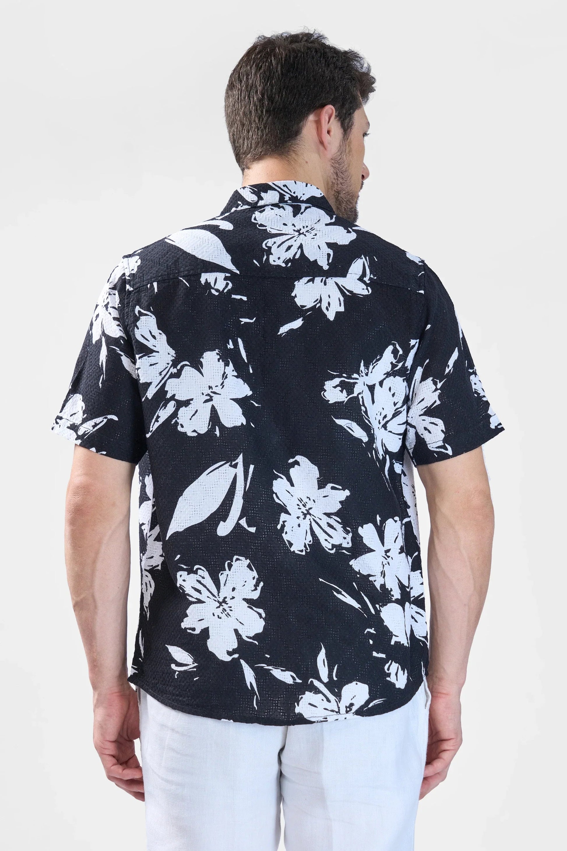 Xkind Black Floral Printed Textured Regular Fit Shirt  Grab2Buy Xkind Grab2Buy