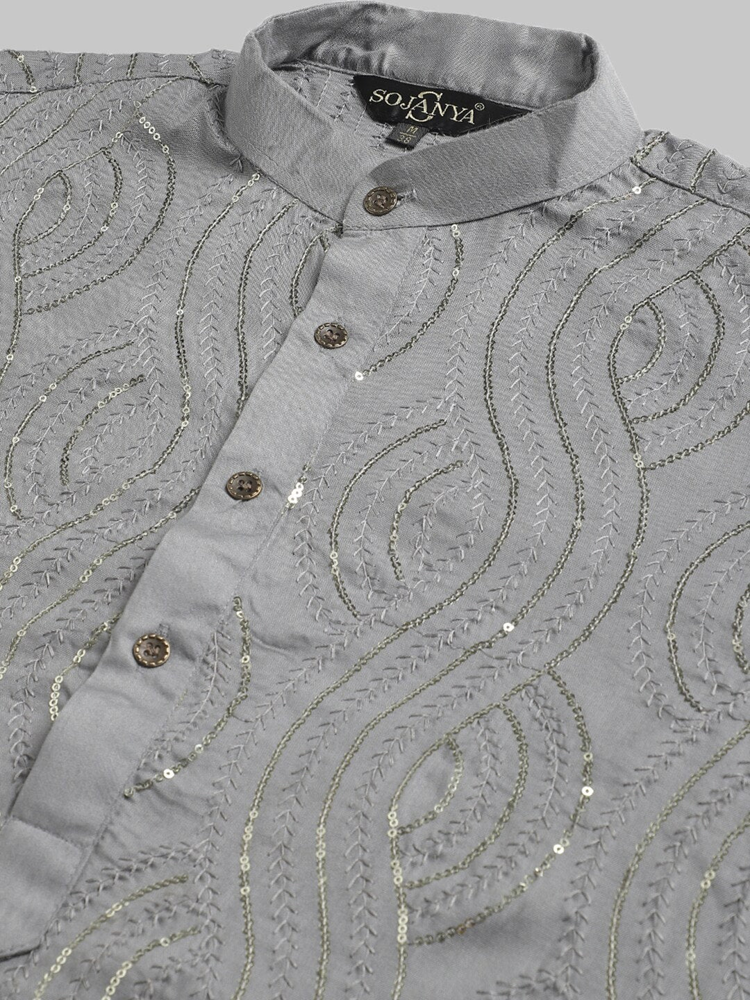 Sojanya Ethnic Motif Embroidered Sequined Work Pure Cotton Kurta 