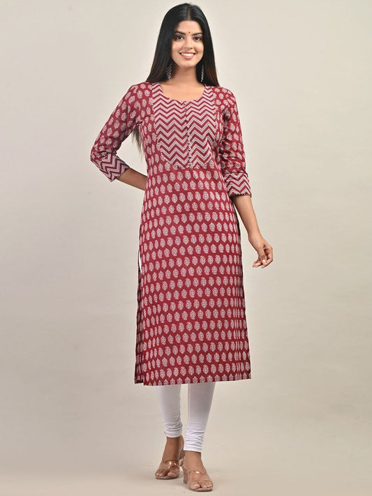 Swasti Ethnic Motifs Printed Gotta Patti Pure Cotton Kurta | Grab2Buy