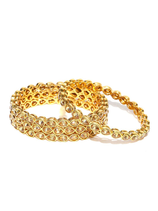 Gold-Polished Alloy Golden Colour Kundan Bangle - The Pari 