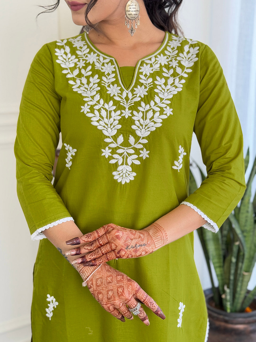 The52 Gorgeous Chikankari Work with Pure Cotton Fabric Straight Kurta, Pant and Dupatta Set 