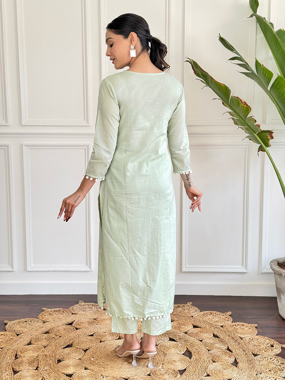 The52 Gorgeous Chikankari Work with Pure Cotton Fabric Straight Kurta, Pant and Dupatta Set 