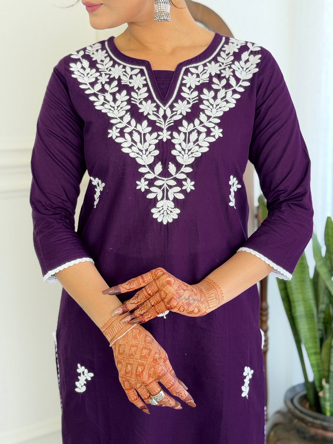 The52 Gorgeous Chikankari Work with Pure Cotton Fabric Straight Kurta, Pant and Dupatta Set 