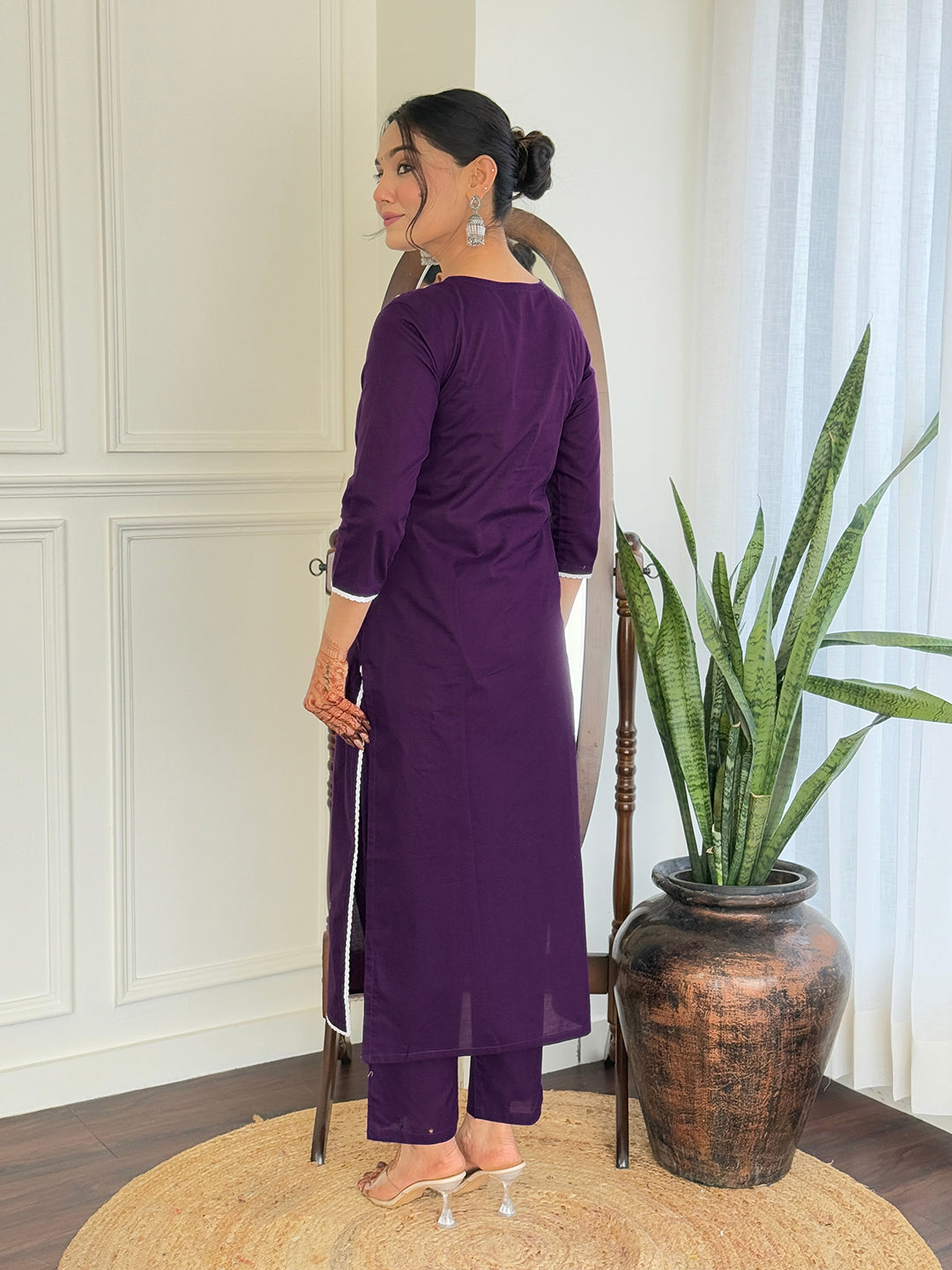 The52 Gorgeous Chikankari Work with Pure Cotton Fabric Straight Kurta, Pant and Dupatta Set 