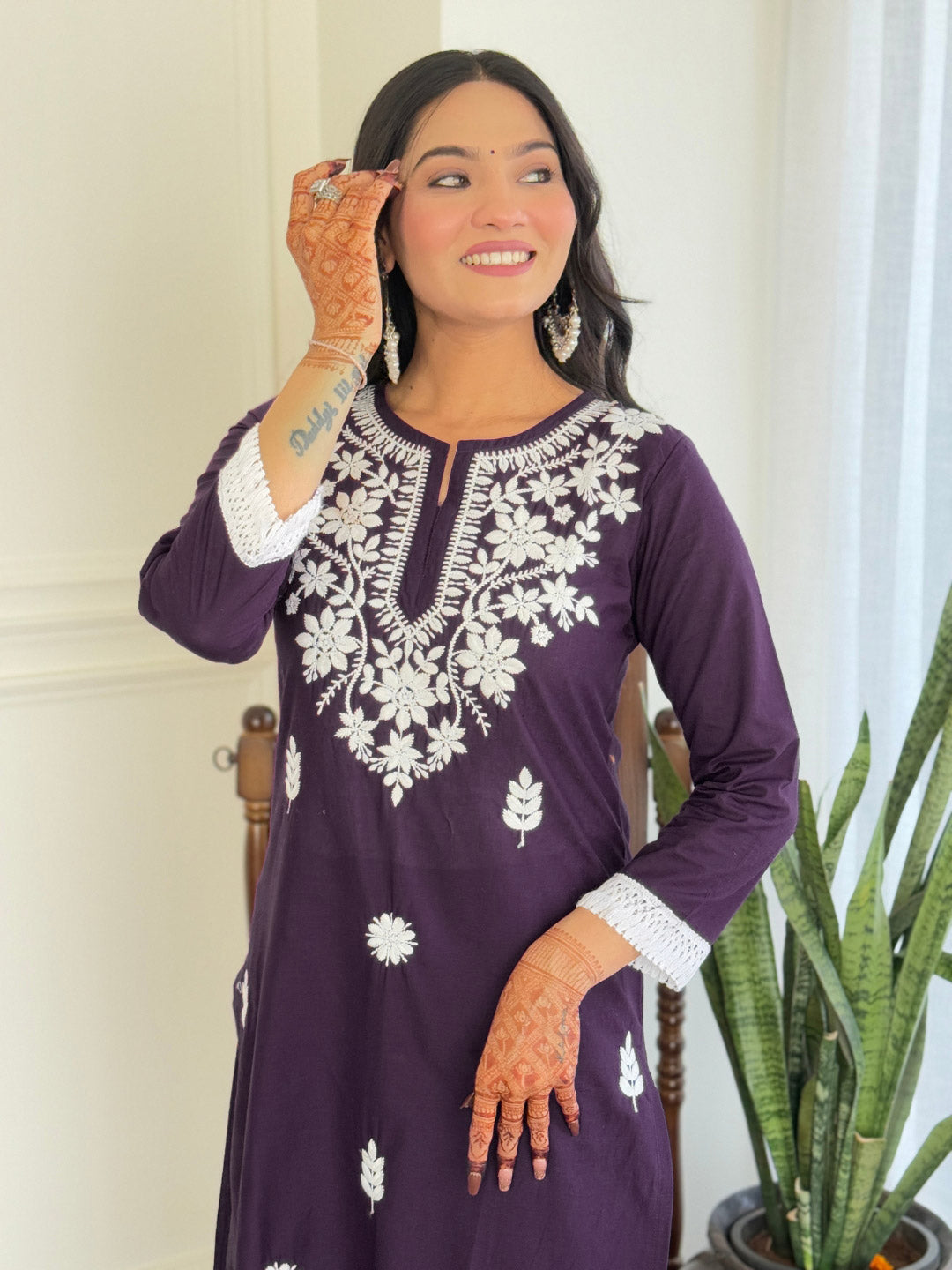 The52 Chikankari Work with Pure Cotton Fabric Straight Kurta, Pant and Dupatta Set 