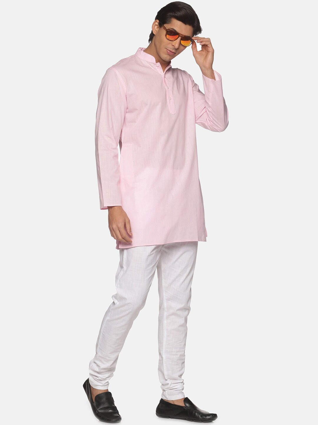 Sethukrishna Men Pink Pure Cotton Kurta with Pyjamas