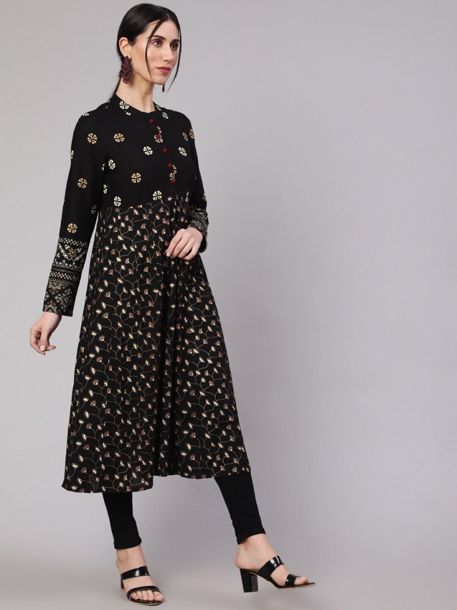 Aks Floral Printed Anarkali Kurta