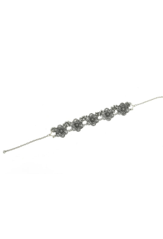Mominos Fashion Johar Kamal Silver-Plated Brass Finish Floral Desgin Choker For Women - Grab2buy