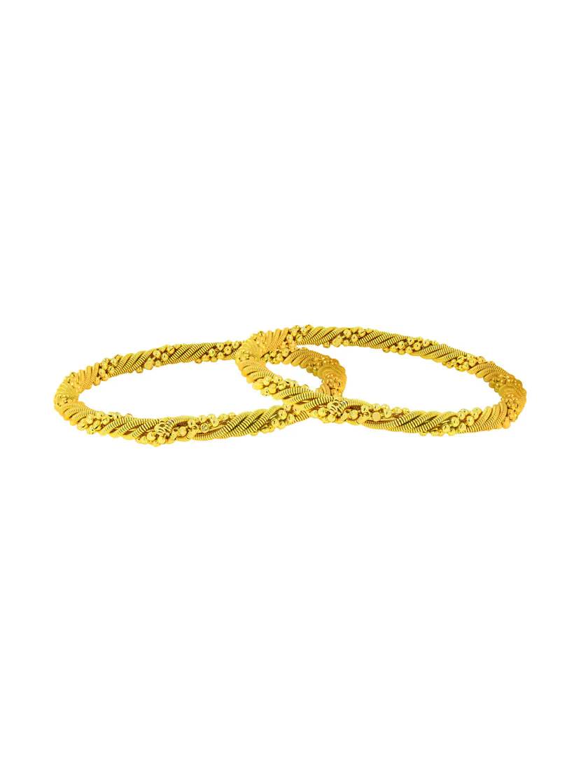 Gold-Polished Alloy Golden Wire Design Bangle Set - The Pari 