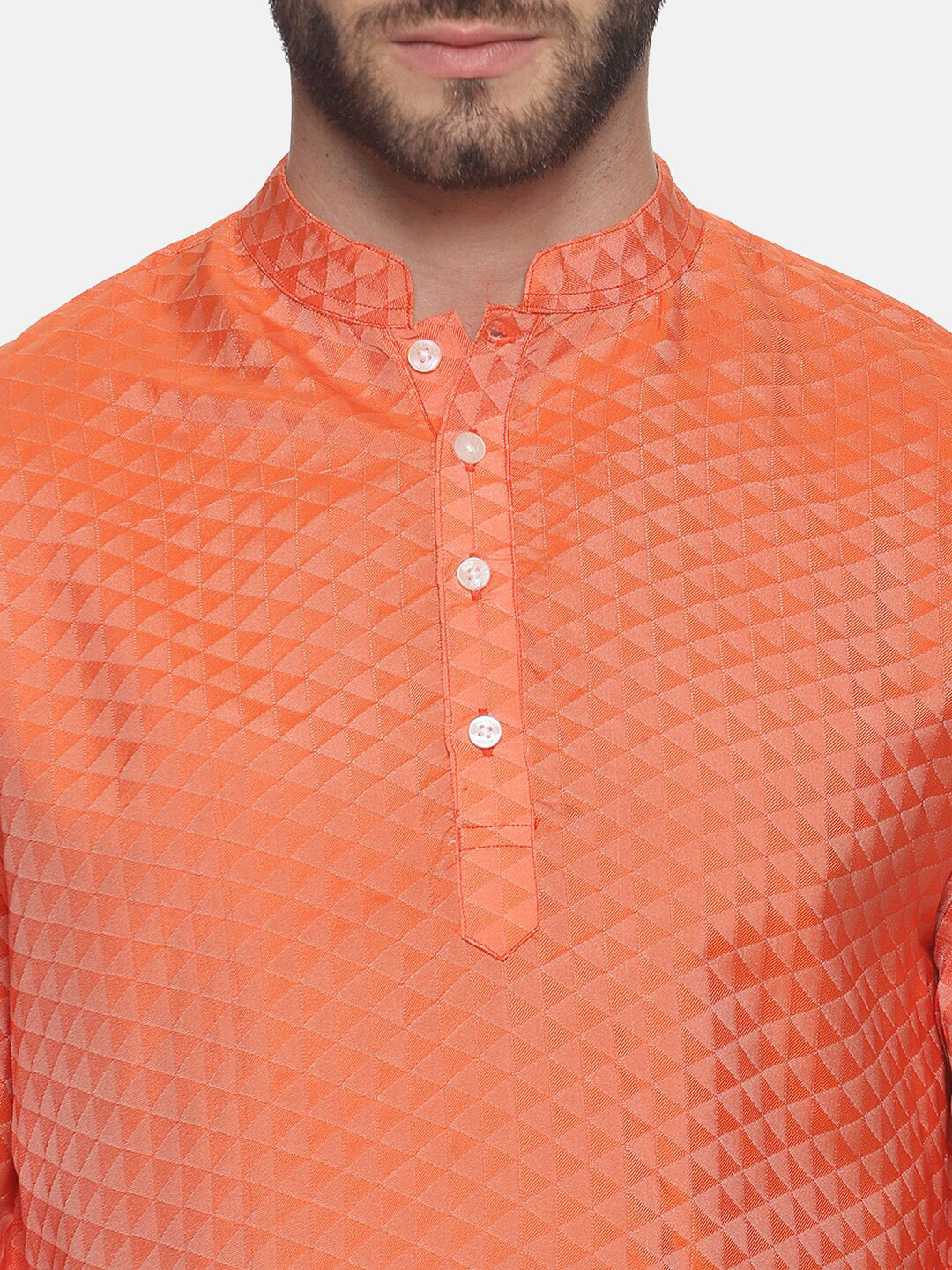Sethukrishna Men Orange Empire Kurta with Dhoti Pants