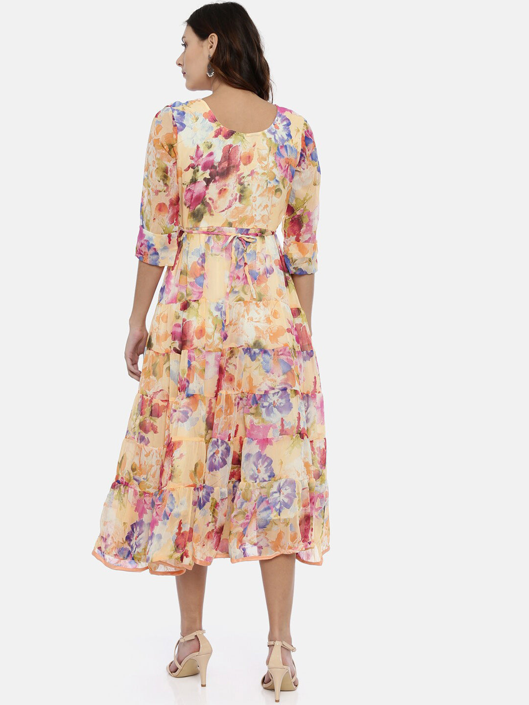 Souchii Women Multicoloured Floral Print Fit And Flare Dress 