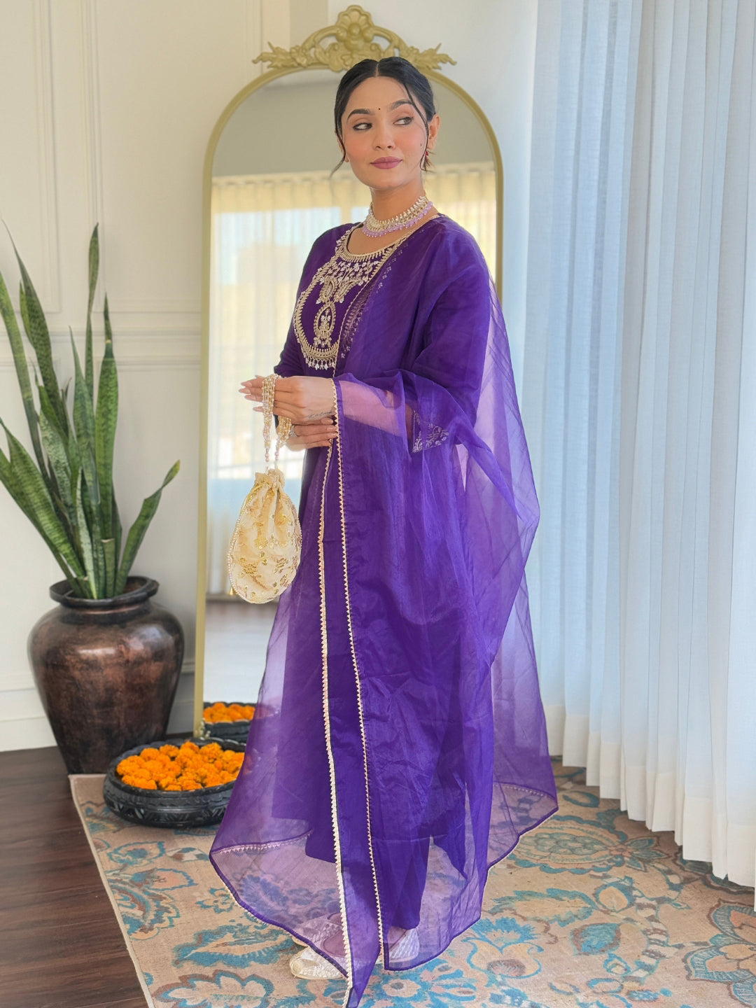 The52 Beautiful Embroidery Work with Rayon Slub Fabric Straight Kurta, Pant and Dupatta Set 
