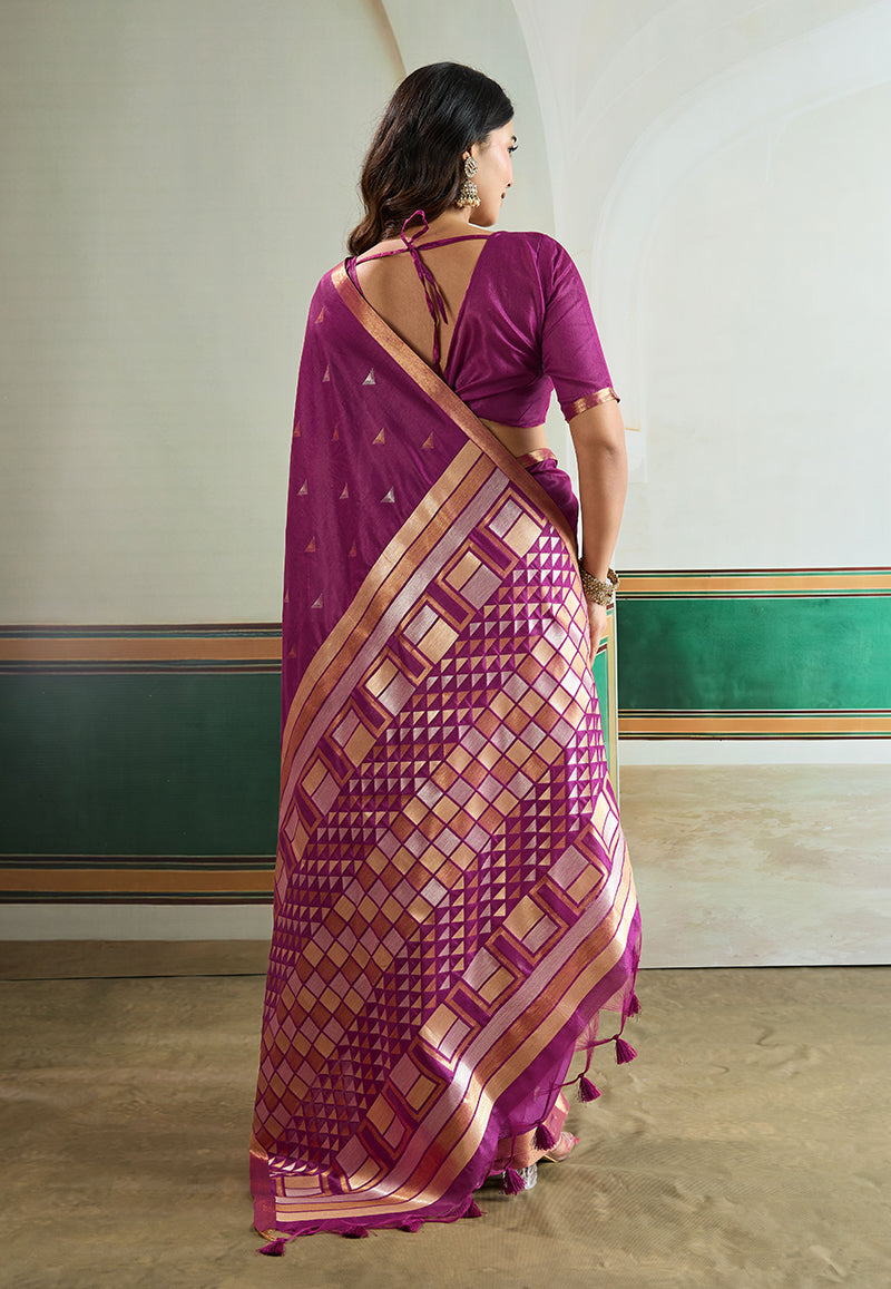 Monjolika Fashion Purple Handloom Weaving Silk Festival Wear Saree