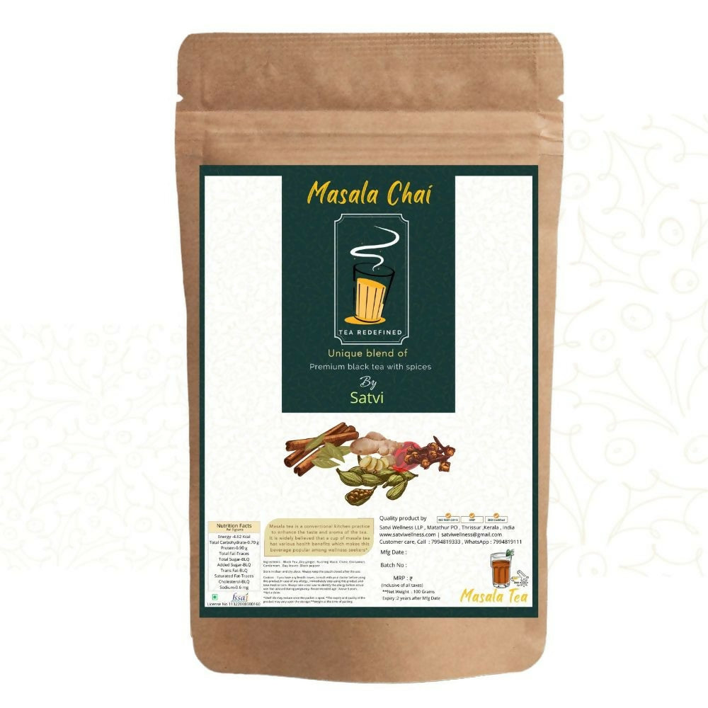 Satvi Wellness Masala Chai | Masala tea | Black tea with spices and herbs | Karak tea 