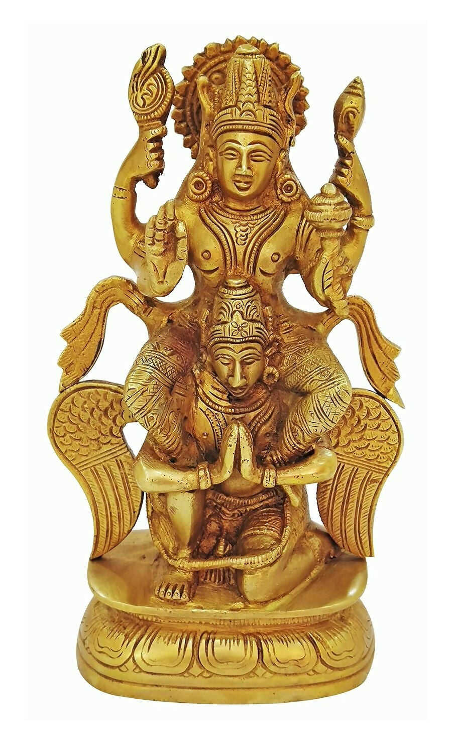 P.J.Handicrafts Brass Metal Idol of Vishnu Ji Riding On Garuda - Grab2buy