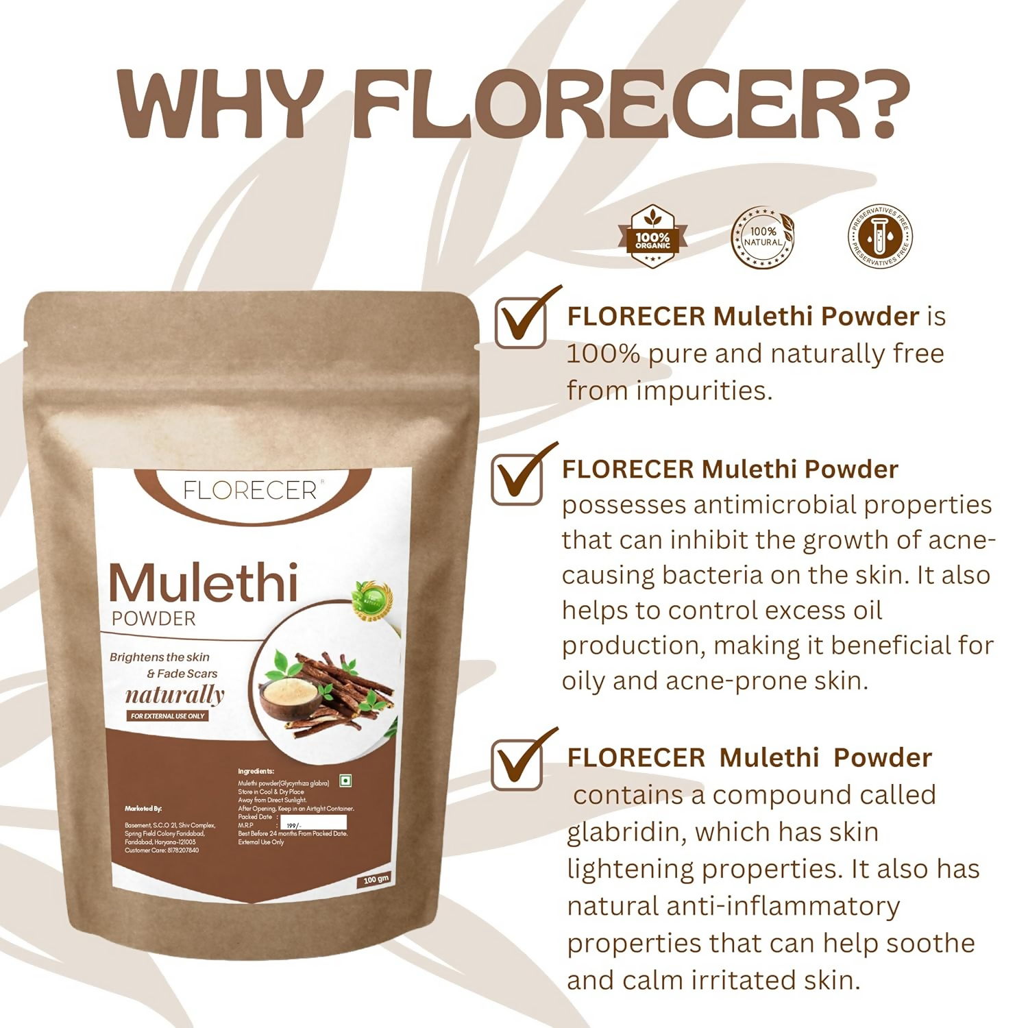 Florecer Mulethi Powder For Face 