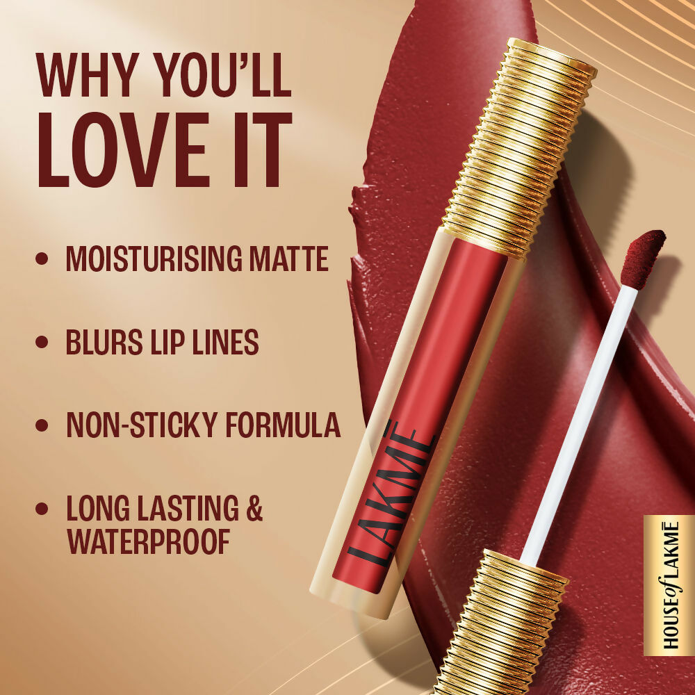 Lakme Ultimate Glam Matte Liquid Lipstick - Red Revival