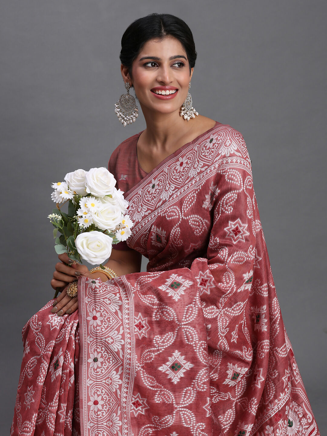 Shree Shyam Fashion Linen Cotton Peach Saree