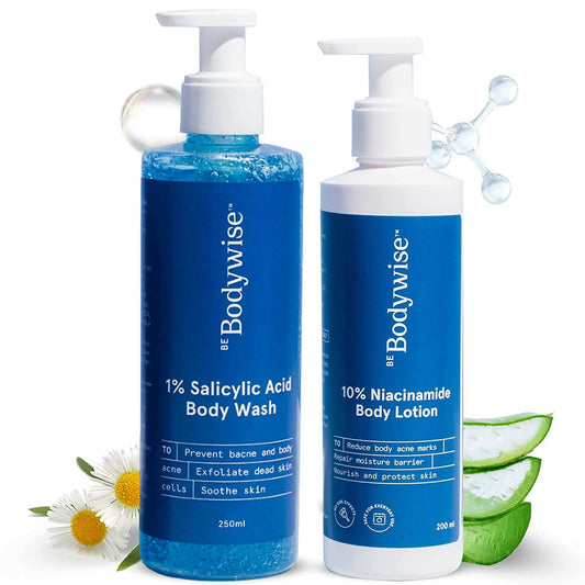 BeBodywise 1% Salicylic Acid Body Wash and 10% Niacinamide Body Lotion - Grab2buy