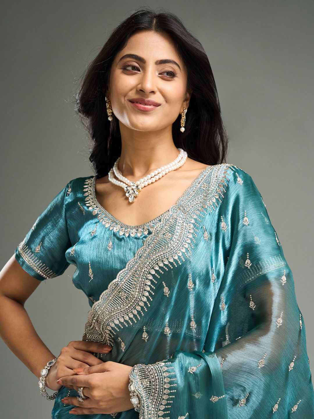 kasee Floral Embroidered Silk Blend Saree