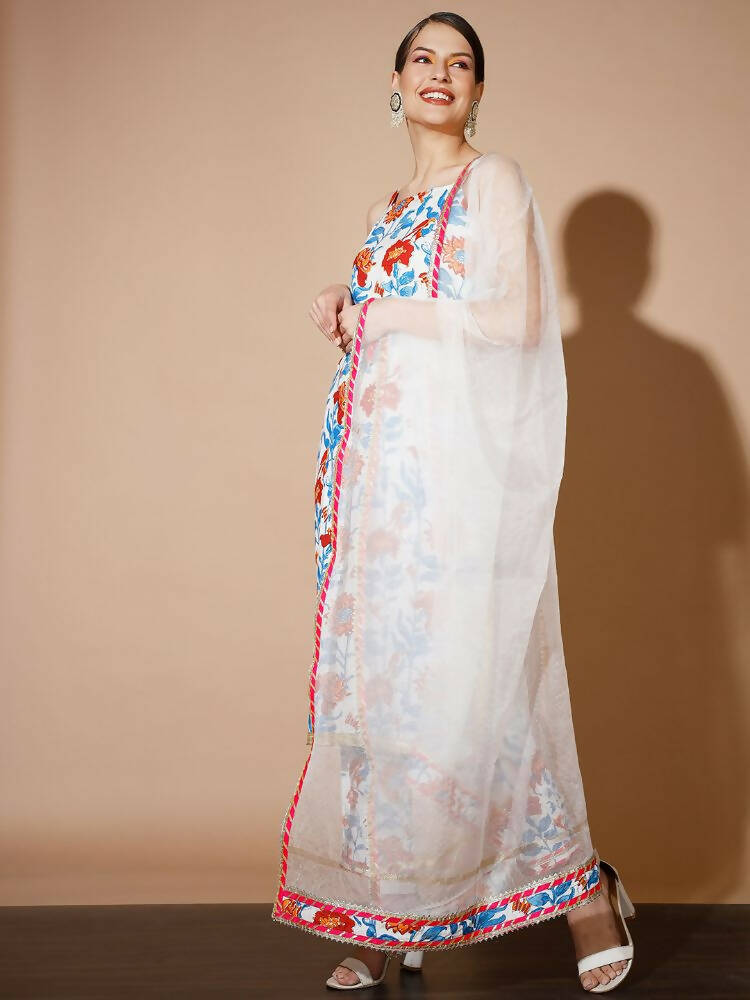 Myshka Women Multi Printed Kurta & Trousers With Dupatta