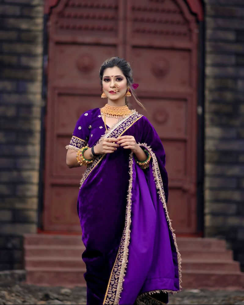 Joban Fashion Blue 9000 Velvet Party Wear Sarees