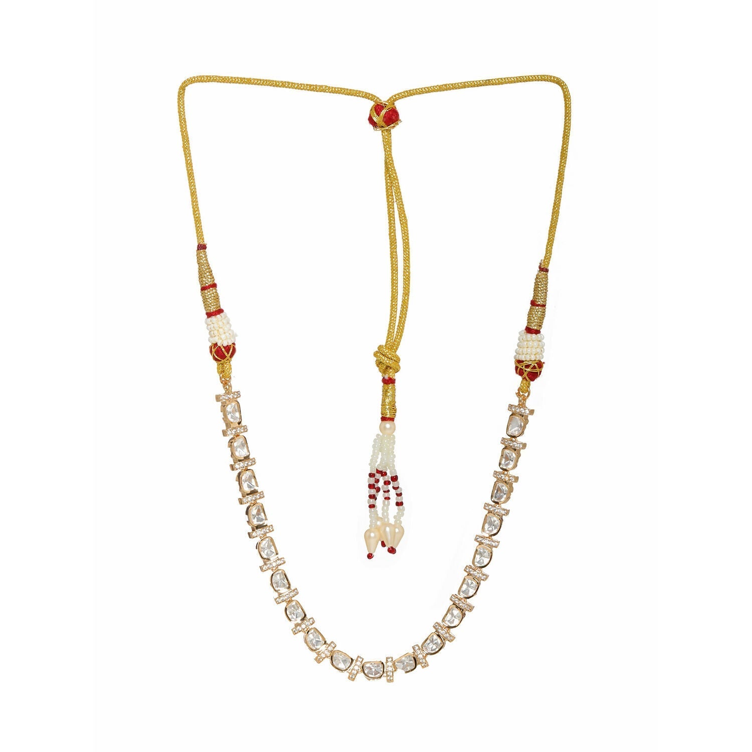 Kundan and American Diamond Neckpiece (Gold) - Ruby Raang | Swadesiicart