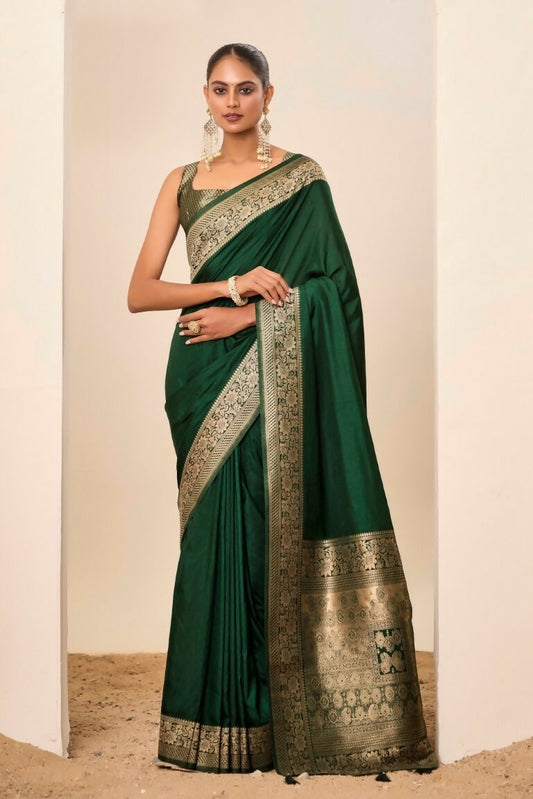 Green Dolla Silk Wevon Galla Designer Saree - Zeel
