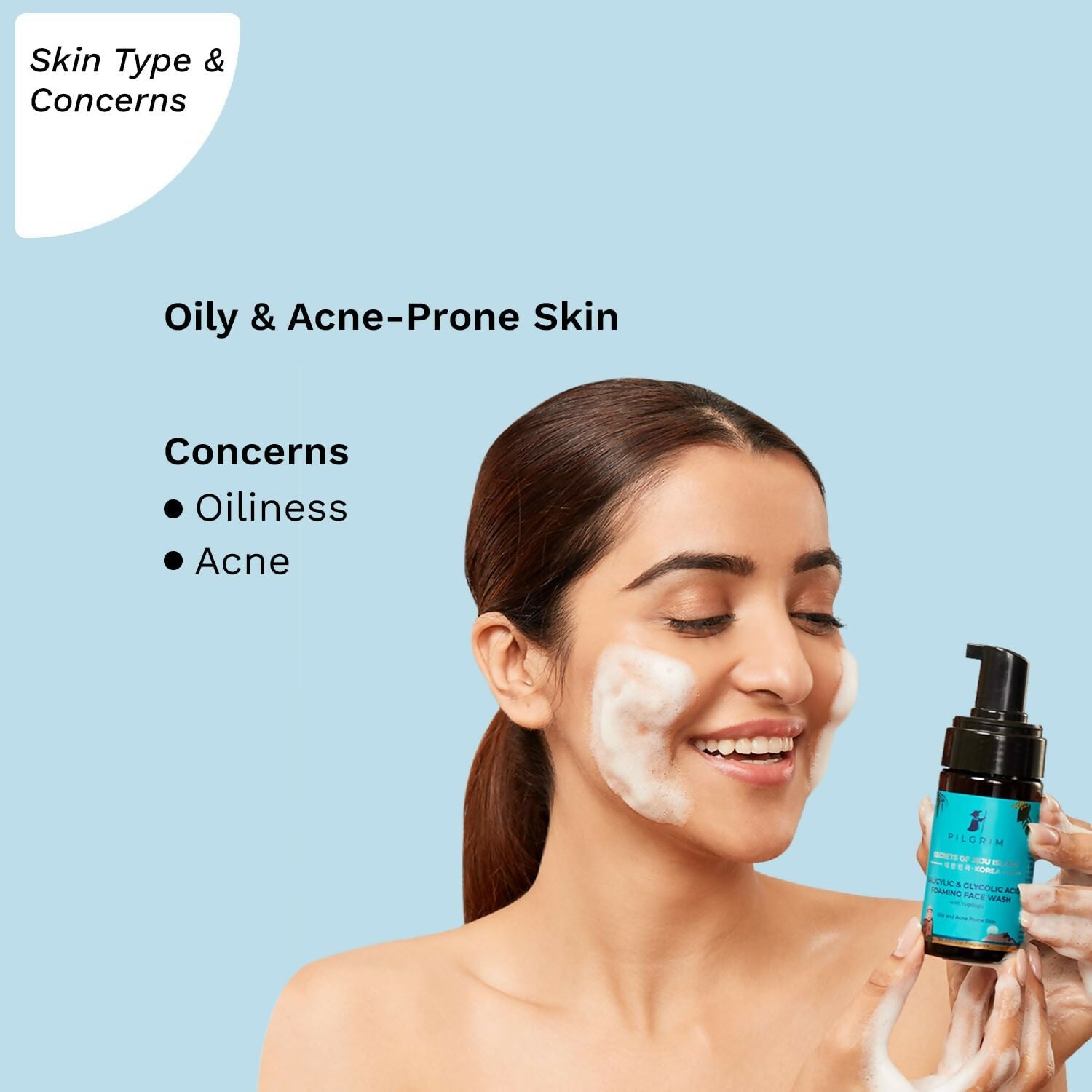 Pilgrim Korean 1.5% Salicylic (Bha) & 2% Glycolic Acid (Aha) Foaming Face Wash For Oily & Acne-Prone Skin - Korean Skin Care - Grab2buy