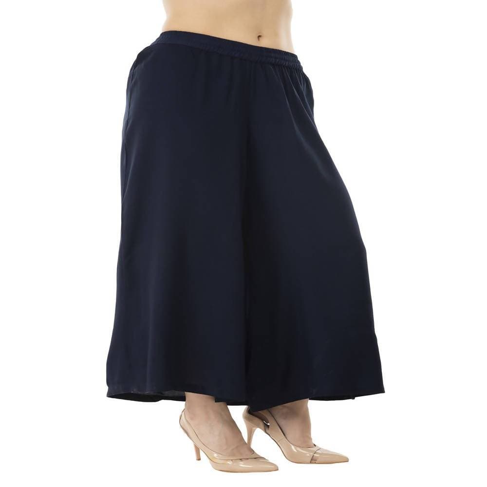 Lagi Women's Navy Blue Solid Palazzo (PLZ01B) 