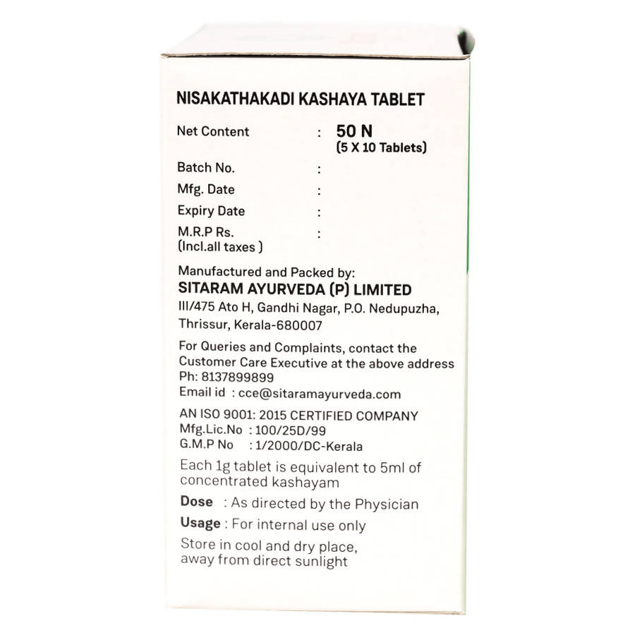 Sitaram Ayurveda Nisakathakadi Kashaya Tablet 