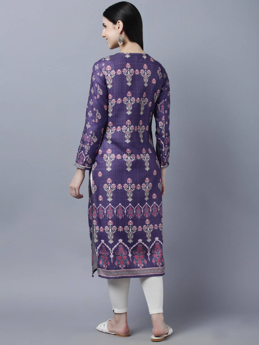 Myshka Women Purple Ethnic Motifs Printed Kurta