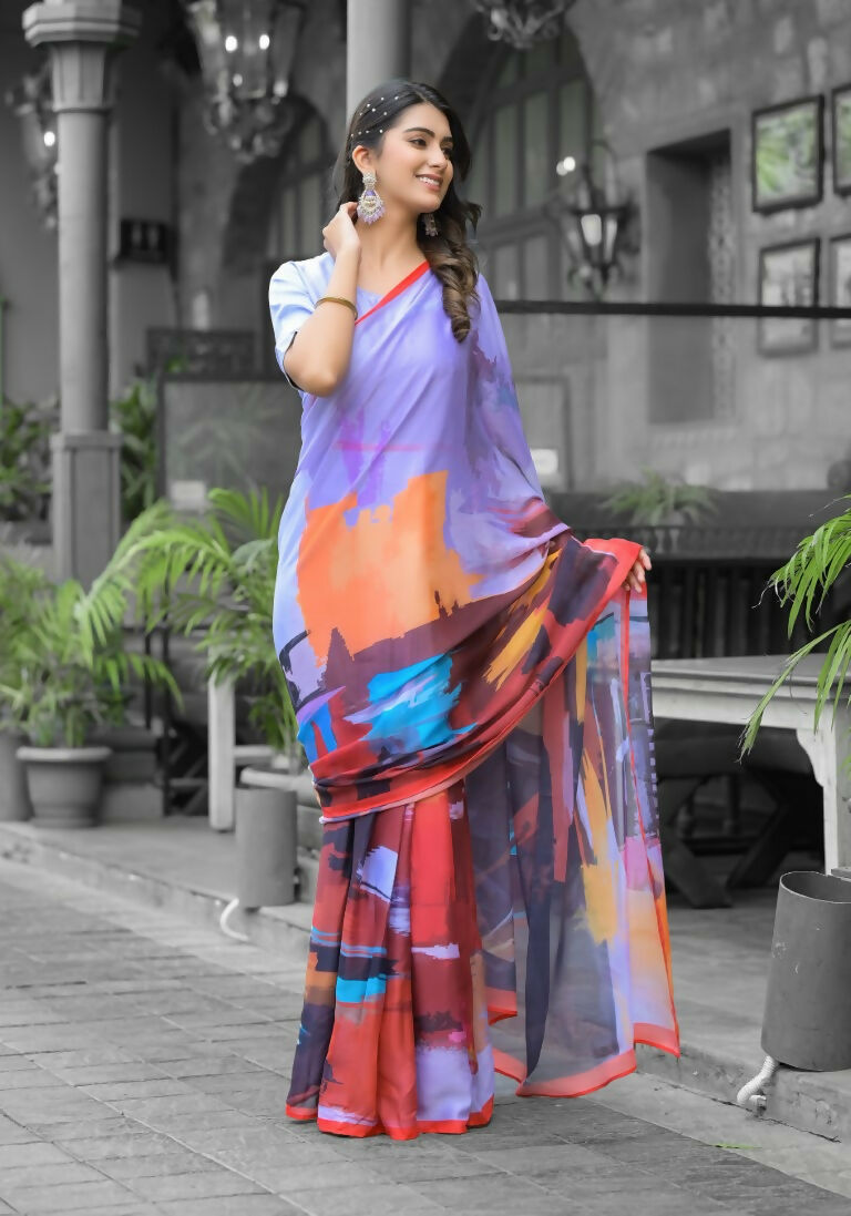 stylish Casual Multi Imported georgette Ready to Wear Fancy Saree - Ashwini