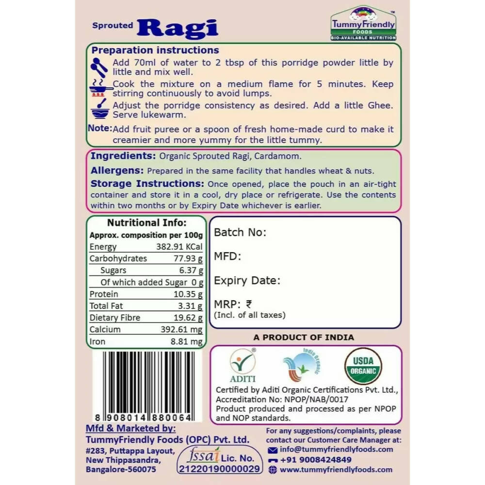 TummyFriendly Foods Certified Ragi Porridge Mixes - Stage1, Stage2, Stage3  Grab2Buy TummyFriendly Foods Grab2Buy