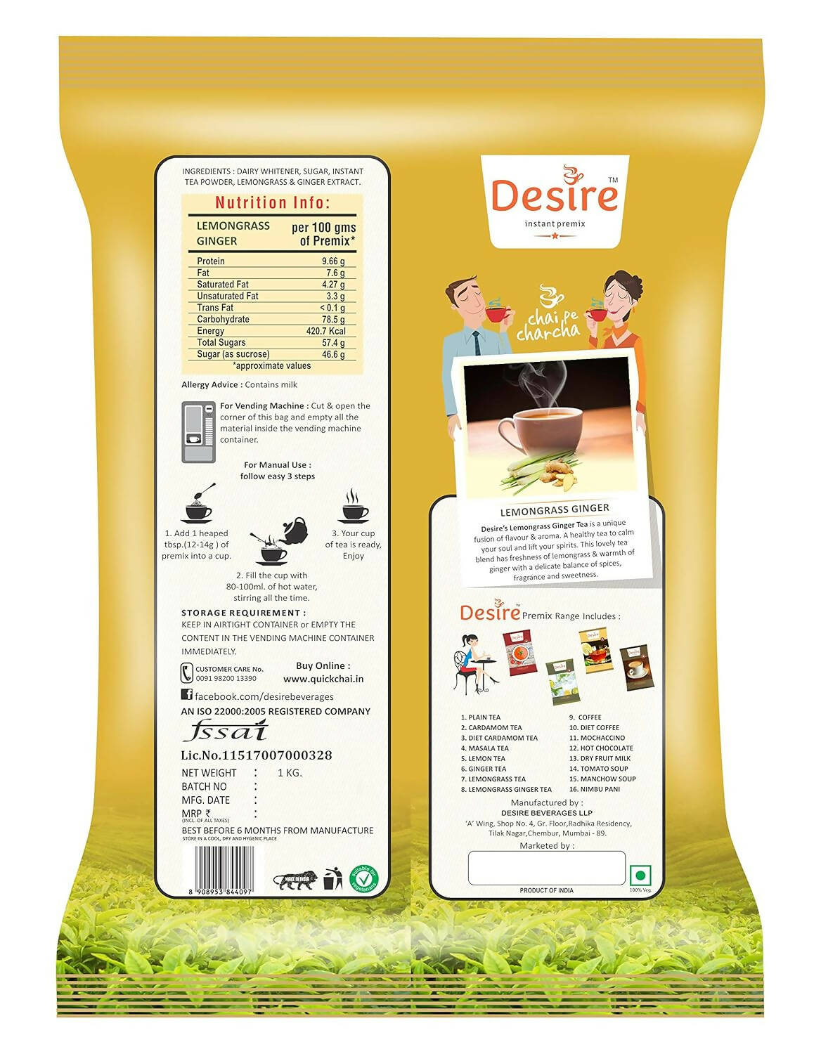 Desire Lemon Grass Ginger Tea Instant Premix 