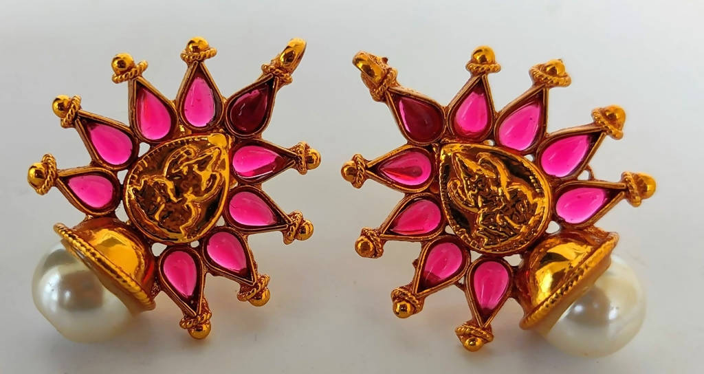 Pink Kemp Temple Earrings - Grab2buy