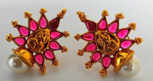 Pink Kemp Temple Earrings - Grab2buy