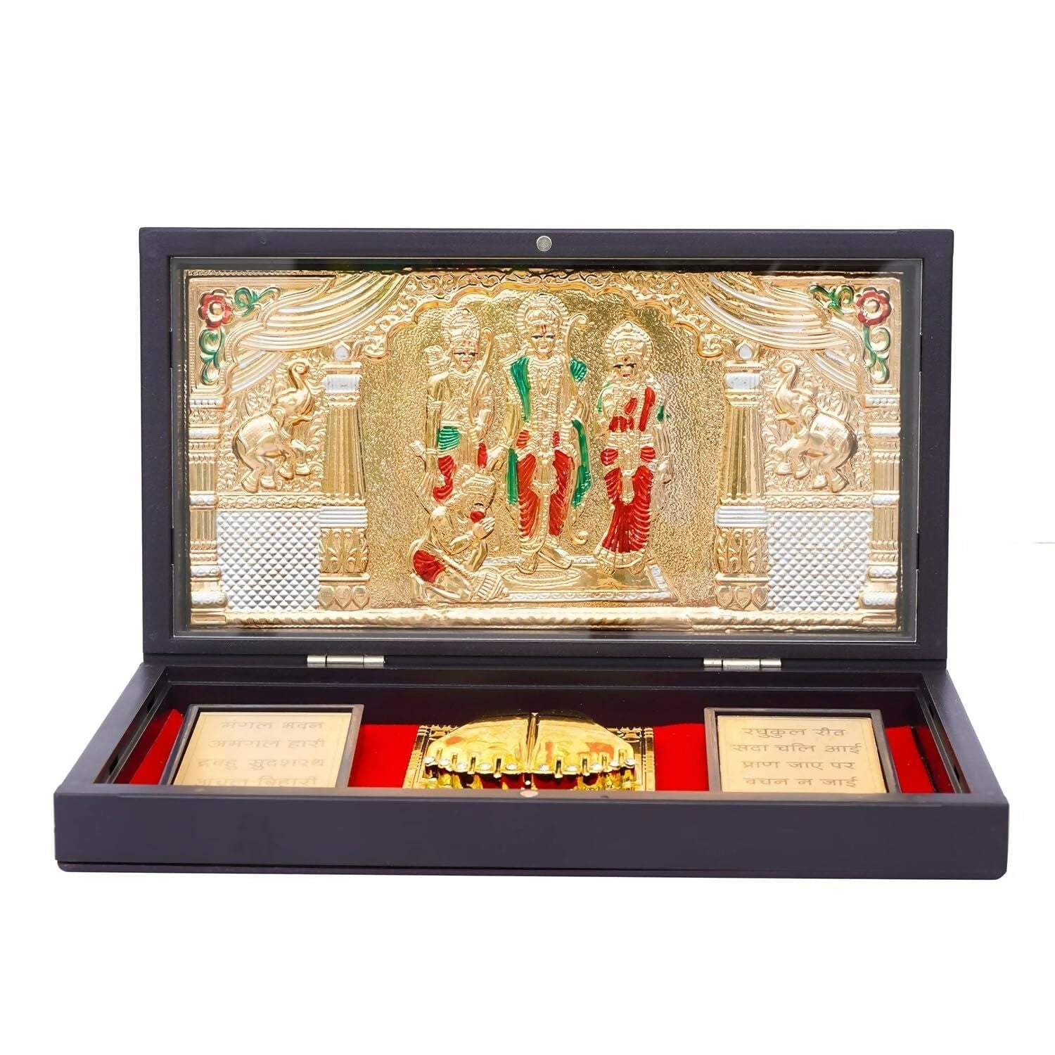 Naitik Creation Lord Ram Darbar Gold-Polished Photo Frame With Charan Paduka 