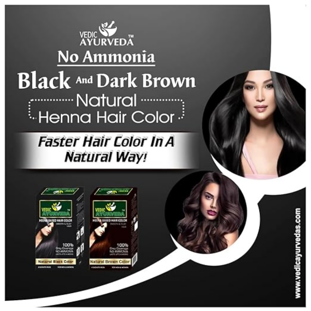 VedicAyurveda Natural Henna Hair Color No Ammonia Black & No Ammonia Dark Brown  Grab2Buy VedicAyurveda Grab2Buy