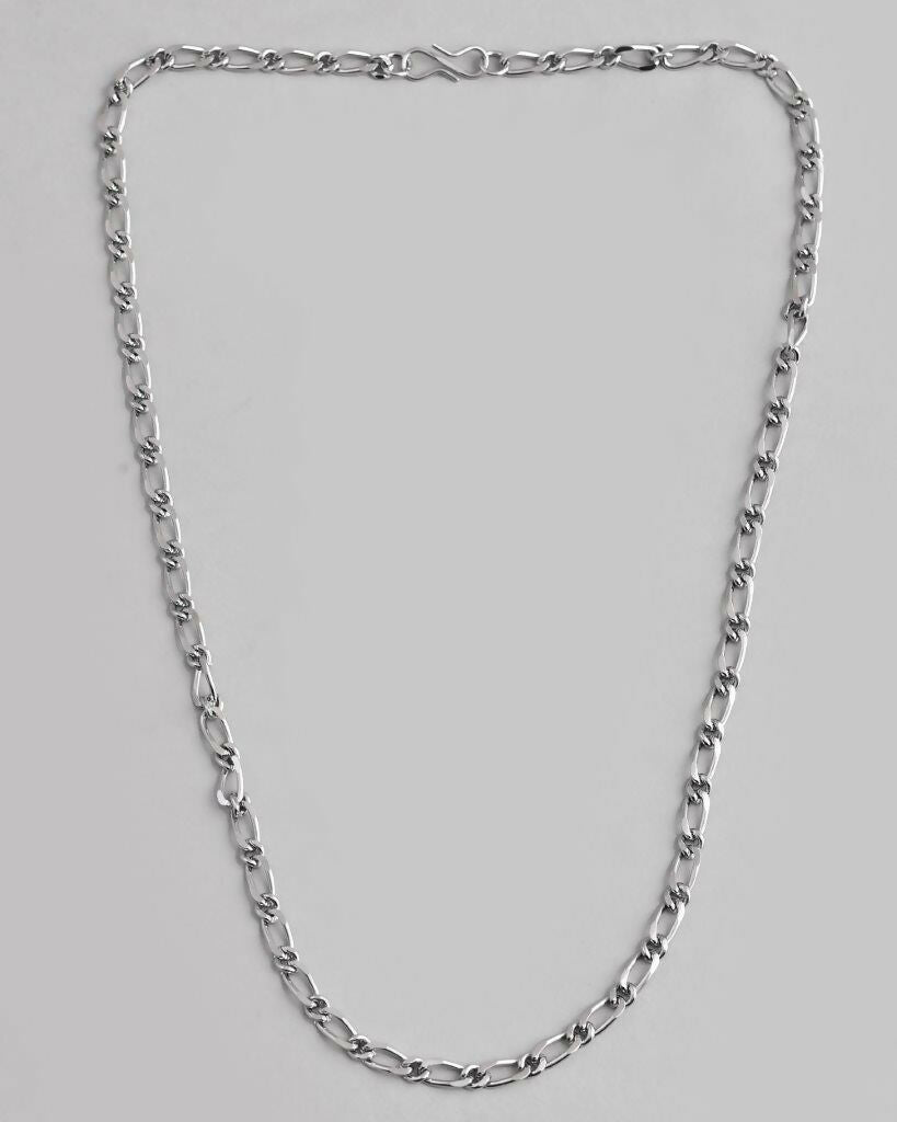 VOJ Men Silver Plated Stainless Steel Cuban Link Chain 